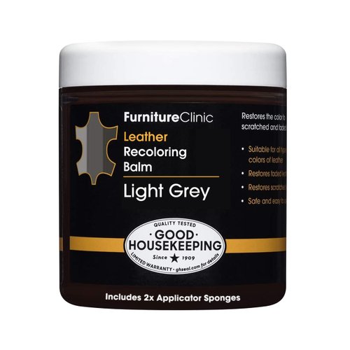 The Original Leather Recoloring Balm by Furniture Clinic - 16 Colors - Leather Repair Kit for Furniture - Restore Couches, Car Seats (Light Grey)