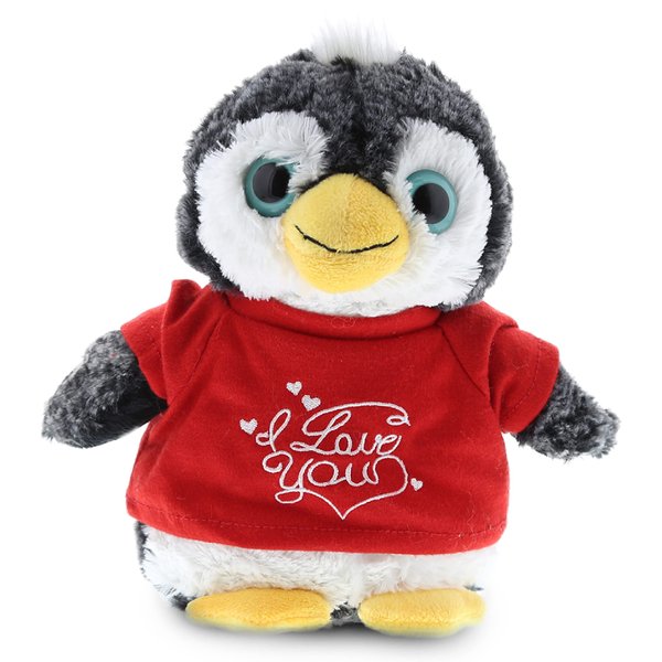 DolliBu I Love You Valentine Plush Marine Wild Penguin - Cute Stuffed Animal with Red Shirt and Name Personalization Gift for Valentines Day, Birthday, Anniversary - 9 Inches