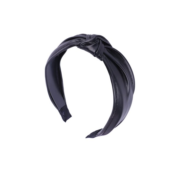 Motique Accessories Vegan Leather Knotted Headband for Women and Girls - Black