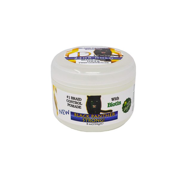 The Roots Naturelle BLACK PANTHER STRONG - VEGAN - Edge and Braid Control POMADE 8 oz. Styling Gel. Great for Curly Hair. Firm Hold for Natural Hairstyles