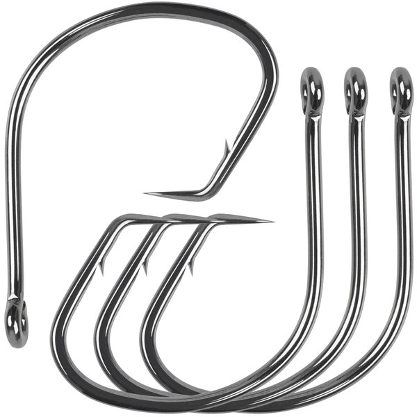 Circle Hooks Catfish Hooks, 120pcs Offset Circle Hooks High Carbon Steel Octopus Fishing Hooks Black Nickel Barbed Fish Hooks for Bass Trout Catfish Freshwater Saltwater Size 6#-10/0
