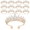 Loetere 12 Pcs Crystal Tiara and Princess Crown with Comb Crown Rhinestone Women Girls Tiara Headpiece Queen Hair Accessories for Birthday Party Wedding Prom Halloween Cosplay Costume(Gold)
