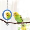 2PCS Bird Mirror with Bell Parrot Hanging Interactive Playing Toy for Cockatiel Parakeets Canaries Budgie Cage Accessories (Blue)