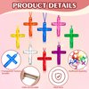 XIPENGKEJI 104 Pcs Crystal Cross Necklace, Plastic Cross Necklace Christian Gift Bulk Religious Party Favors Toy for Sunday School Church Easter Vacation Bible School Operation Christmas,8 Colors