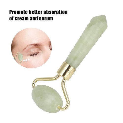 Haosie Jade Stone Facial Roller, 3.3x1.6in Face Massager, Face Massage Roller, Facial Massager Roller, Mini Handheld Multifunctional Skin Tightening Facial Massager Tool for Face Beauty Face Lifting