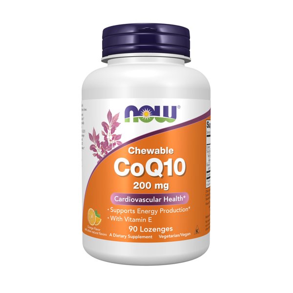 NOW Foods Supplements, CoQ10 200 mg, Pharmaceutical Grade, All-Trans Form produced by Fermentation, 90 Lozenges
