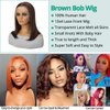 SEXAY Brown Front Bob Wig Human Hair 13x4 HD Lace Front Wig 100% Unprocessed Brazilian Virgin Human Hair #4 Bob Wigs Pre Plucked Natural Hairline with Baby Hair Brown Color Bob for Women(8")