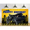 Hero Backdrop for Birthday Party Decorations Yellow Background for Party Cake Table Decorations Superhero Black Theme Banner 5x3ft