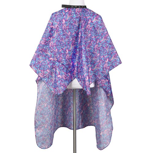 Women's Hair Cutting Cape For Salons, Haircut Cape for Barber With Adjustable Neck Snaps and Trendy Hair Swirls, Purple and Pink Shampoo Cape, Hair Cutting Cape for Adults with Snaps