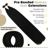 Ugeat 18 Inch Pre Bonded Flat Tip Hair Extensions #1 Jet Black Flat Tip Real Human Hair Extensions 50 Grams Fusion Hair Extensions Human Hair for Black Women 50s
