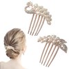 2 Pcs Pearl Hair Comb Flower Hair Side Combs Clip Peacock Twist Comb Rhinestone Decorative Hair Combs for Women Accessories