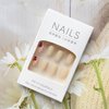 Fall Press on Nails Short Flowers Fake Nails - LPOODDNU Short Light Brown Flower Nails Press ons Square Shape Glue on Nails Full Cover Small Flowers False Nails Elegant Stick on Nails for Women 24Pcs