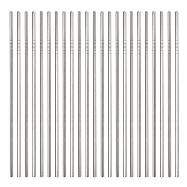 Stainless Steel Straw 24pcs In Bulk.Ultra Long 10.5" Reusable Straight Metal Straws in Bulk Order for Drinks (10.5" - Silver, 24pcs - Straight)