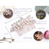 Kercisbeauty Wedding Bridal Bridesmaids Flower Girl Rhinestone Crystal Leaf Rose Gold Hair Comb Slide for Prom,Bun Hair Accessory (Rose Gold)