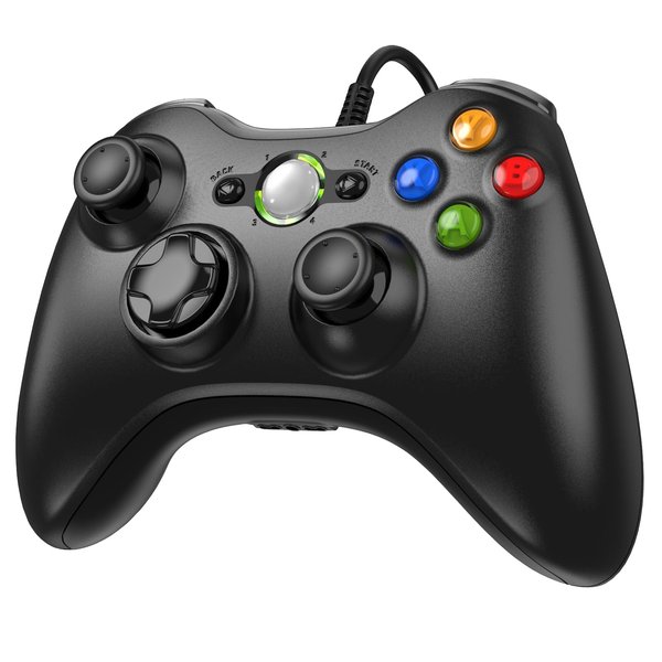 Etpark X-Box 360 Controller Wired, Gamepad Controller with Wired USB for Microsoft X-Box 360 & Slim Console and PC Windows XP/7/8/10, with Upgraded Joystick, Black