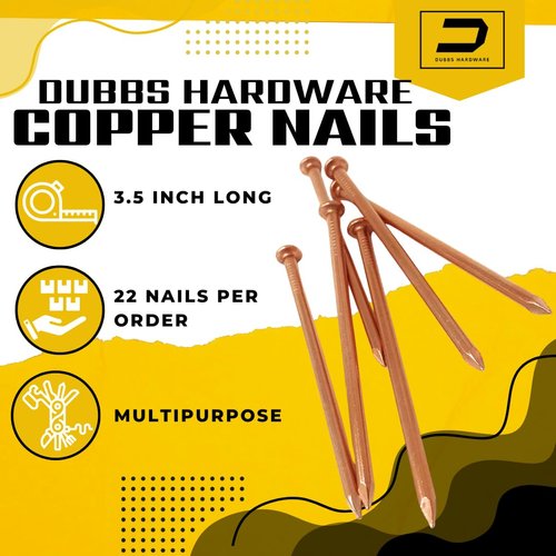 Dubbs Hardware 22-Pack Pure Copper 3.5-Inch Nail Spikes - Heavy-Duty Tree Stump Root Killer - Eco-Friendly & Chemical-Free Tree Removal - USA-Made Durable Spikes for Landscaping & Gardening