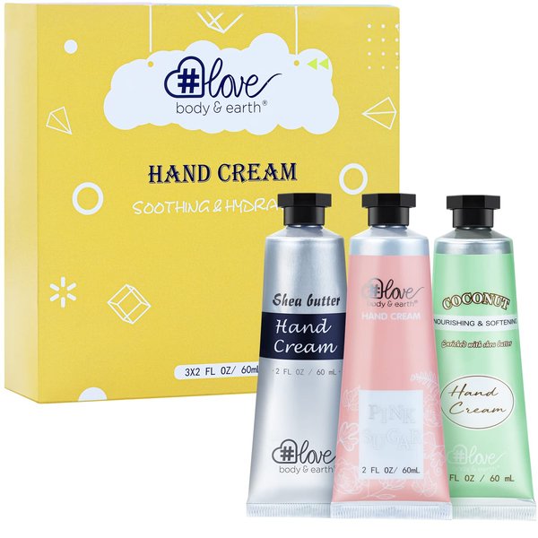 Hand Cream Gift Set - Hand Cream for Women, Shea Butter, Argan Oil, Vitamin E, Moisturizing Hand Care Cream for Dry Hands, 3x2.0 oz Travel Size Hand Lotion Set, Christmas Gift Set for Women