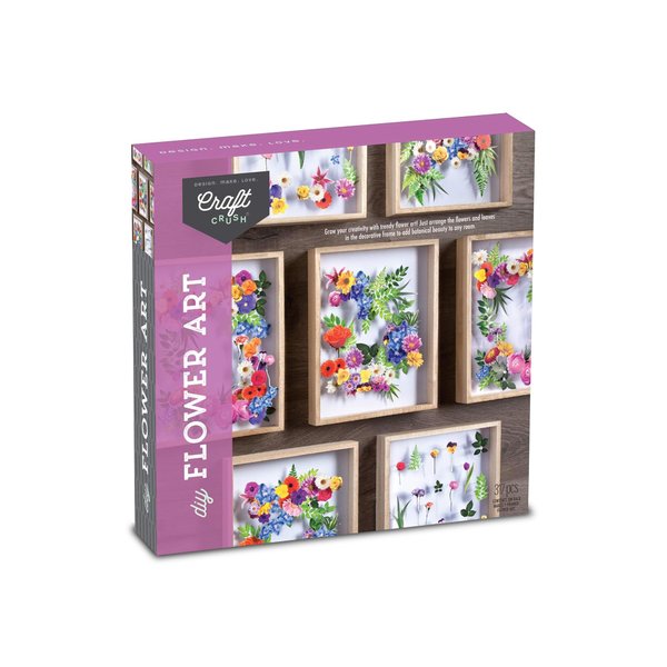 DIY Flower Craft Kit for for Teens & Adults - Make Beautiful Flower Art Piece for Wall - Faux Flower Terrarium Kits - Precut Paper Flowers with Glue - DIY Art & Craft Gifts