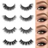 SY LASHES 16mm 3D Raal Mink Lashes Natural Look False Eyelashes Wispy Short Eye Lashes Fluffy Soft Reusable Luxury Volume 5D Fake Eyelashes (Angel, 4 pairs)