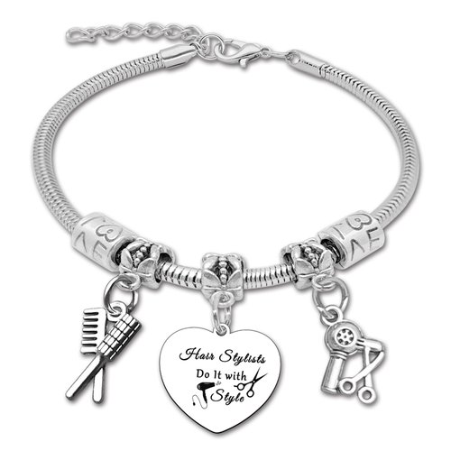 Hair Stylist Gifts for Women Hairdresser Bracelet Hairdresser Graduation Gifts Stainless Steel Bracelet Birthday Gifts for Women Hairstylist Hair Stylist Gifts for Salon Hairdresser Gift Ideas
