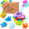INNOCHEER Baby Bath Toys for Water Table, Toddler Water Toys with Mold Free Bath Toys Stacking Cups, Quick Dry Organizer Net, 13 Pcs Water Table Toys for Toddlers Bathtub Game, Beach and Pool Party