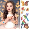 PAGOW 20 Sheets Glitter Butterfly Temporary Tattoos Self-adhesive Gift for Women Girl Fake Fairy Flower Waterproof Stickers for Halloween Party Favor Stuffers Fillers Face Body Arm Decoration(Style 4)