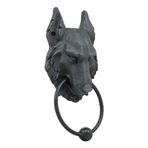 Wolf Moonlit Gargoyle Door Knocker Metal Ring Knocker Ball Sculpture