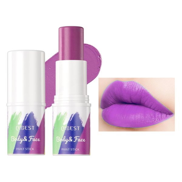 DLZZRS Purple Matte Lipstick Long Lasting Lipstick 24 Hour Waterproof High Pigmented Smudge-Proof Lipstick, Multi-Use Lipstick,Sports Eyes Stick & Body Face Painting Makeup For Halloween Easter(03#)
