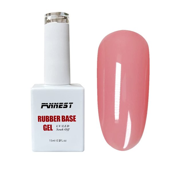 FANNEST Professional Rubber Base Gel nail polish,Rubber base coat for nails, Sheer Clear Nude Builder Gel Polish Soak Off,Soak Off UV Gel Gifts for Women Girls.