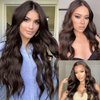Fabunity Synthetic Lace Front Body Wave Middle Part Wig 28 Inch Lace Front Wigs Dark Brown Long Colored Wigs for Women (Dark Brown)