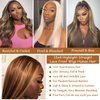 MENTOR Honey Blonde Highlight Ombre Lace Front Wigs Human Hair Straight Pre Plucked 13x4 HD Transparent 4/27 Balayage Blonde Brown Lace Frontal Wig 180% Density 30 Inch