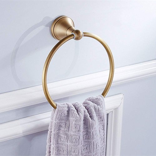 Leyden Towel Ring Antique Brass Hand Towel Holder Bathroom Accessories Brushed Shower Towel Hanger Round Wall Mounted