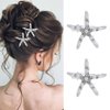 BARTOSI Starfish Hair Clips Silver Pearl Hair Barrettes Crystal Hair Pin Bride Wedding Hair Pieces Mermaid Hair Accessories for Women and Girls (Pack of 2)
