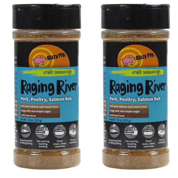Dizzy Pig Barbecue Company Raging River Salmon Seasoning (8oz Shaker, Two Pack)