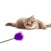 Dzrige Interactive Cat Toys Teaser Wand Black Long Sticks with Purple Soft Plush Tips Funny Pet Feather Supplies for Indoor Bored Cat and Kitten Play Training Interactive Toys