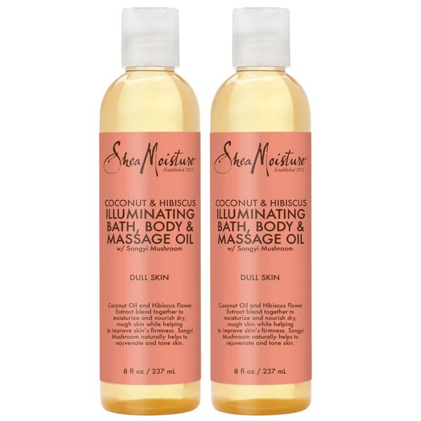 SheaMoisture Body Oil with Coconut & Hibiscus for Bath and Shower, Coconut Massage Oil & Coconut Body Oil, Shea Moisture Body Oil with Hibiscus Flower Extracts (2 Pack, 8 Oz Ea)