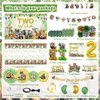 Mpanwen Two Safari Wild Birthday Decorations for 2 Years Old Boys Girls, 2nd Safari Jungle Party Supplies - Backdrop, Banner, Tablecloth, Palm Leaves, Centerpieces, Paper Honeycomb, Fans Pompoms
