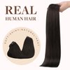 GOO GOO Clip in Hair Extensions Real Human Hair, 14inch 130g 9Pcs, 2 Dark Brown, Remy Human Hair Extensions Clip ins for Women, Natural Human Hair