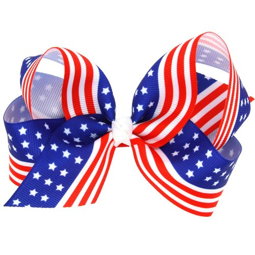 Girl Hair Clip Hair Bows Boutique Alligator Hairpins Hair Accessories for 4th of July 2 Pack ZFJ04 (Style 6)