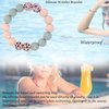 BIHRTC Keychain Bracelet Silicone Key Ring Wristlet with Leather Tassel Wrist Key Ring Bangle Silicone Bead keyring for Women Girls