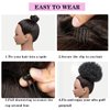HEVAYO KISS Afro Puff Drawstring Ponytail, Short Synthetic Kinky Curly Bun Hair Extensions, Updo Hairpieces for Black Women Girls (1B Natural Black)