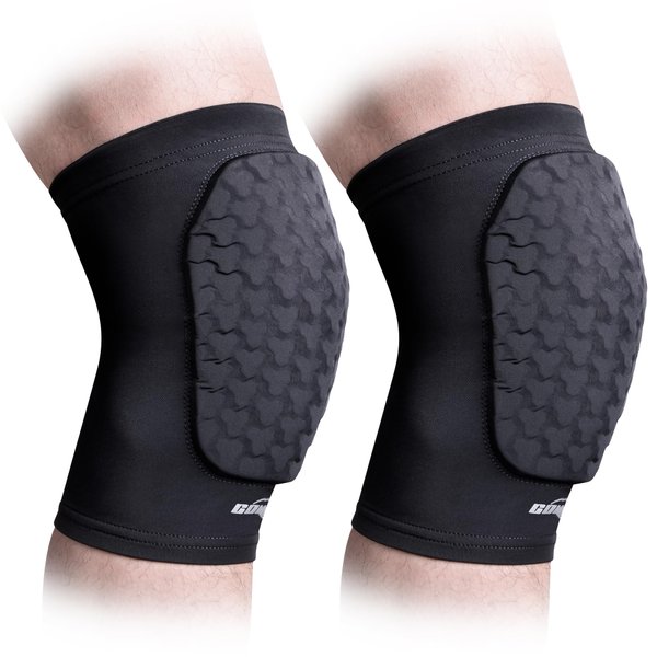 COOLOMG Basketball Knee Pad for Kids Youth Adult, Compression Anti-slip Knee Sleeve for Baseball Volleyball Football, Sports Knee Protector (1 Pair) Black S