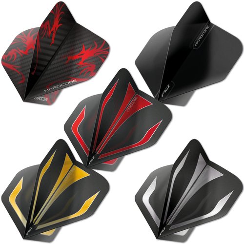 RED DRAGON Hardcore Assorted Selection Pack Extra Thick Standard Dart Flights - 5 Sets Per Pack (15 Dart Flights in Total)