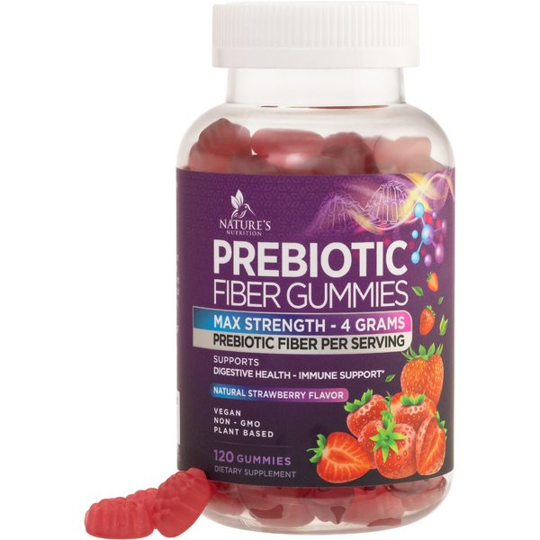 Nature's Fiber Gummies for Adults 4g, Daily Prebiotic Gummy Fiber Supplement, Digestive Health Support - Supports Regularity & Digestion for Adults, Plant Based Soluble Fiber, Non-GMO - 120 Gummies