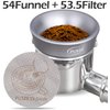 54mm Espresso Dosing Funnel & 53.5mm Puck Screen,PUSEE Coffee Dosing Ring Aluminum Metal,Reusable 1.7mm Thickness 150μm Espresso Puck Screen 316 Stainless Steel Fits 54mm Portafilter