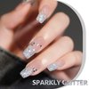 GAOY Glitter Gel Nail Polish, 16ml Silver Sparkly Gel Polish, Diamond Shiny Glitter Soak Off UV Gel for Nail Art, 1350 Milky Way