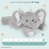 Bearington Baby Lil’ Spout Rattle: 8-Inch Plush Stuffed Gray Elephant Rattle, Shaker Toy with Soft Plush Fur, Floppy Ears and Satin Bow; for Baby Shower or First Birthday
