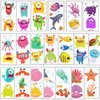 Tazimi Sea Animals and Monster Temporary Tattoos for Kids, 20 Pcs Cute Monster Ocean Animals Tattoos for Kids Birthday Party Favors