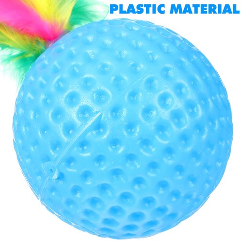 Cat Feather Ball Toys Interactive Golf Balls Assorted Kitten Squeaky Chasing Toy Pack of 24 (Random Color)