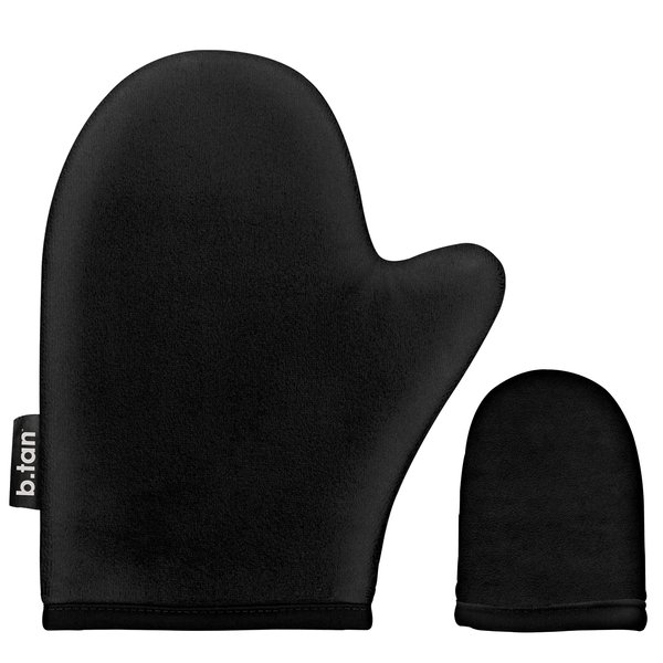 b.​tan Face + Body Self Tanning Mitt Kit | Face & Body Mitt Bundle - Streak-Free, Velvety Soft, Reusable & Washable Self Tanner Mitt for Sunless Tan, Body Lotion, Tanning Lotion, Sprays, & Gels
